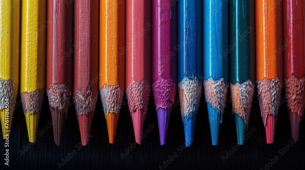 Row of Colored Pencils