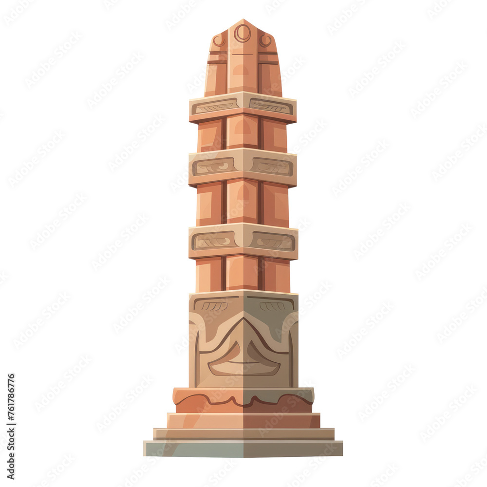 Vector 2D sacred pillar, white background.