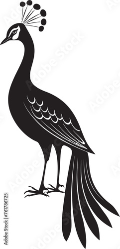 Enchanting Elegance Hand Drawn Peacock Symbol in Black Vibrant Beauty Large Peacock Logo Design in Black Vector