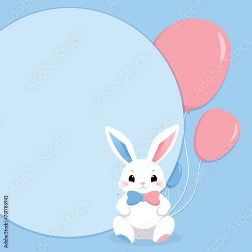 Baby Shower or gender party card. invitation gender party. Cute bunny and balloons. vector illustration. Banner, background for celebrating baby shower