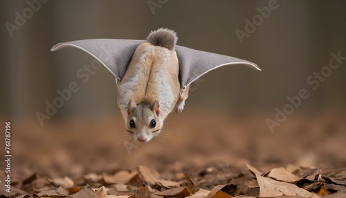 A Flying Squirrel With Its Wings Tucked In Diving