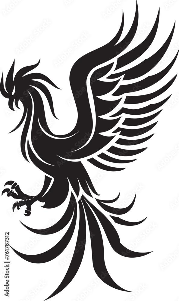 Celestial Blaze Hand Drawn Symbol of Legendary Phoenix in Black Vector Phoenix Ascendancy Logo Design of Mythical Bird in Black Vector Celestial Blaze Hand Drawn Symbol of Legendary Phoenix in Black Vector Phoenix Ascendancy Logo Design of Mythical Bird in Black Vector