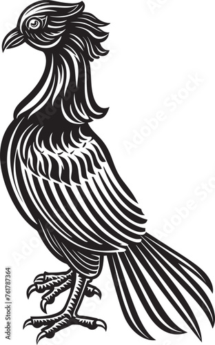 Cosmic Wings Hand Drawn Phoenix Symbol in Black Vector Phoenix Dominion Logo Design of Mythical Bird in Black Vector