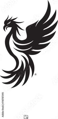 Phoenix Sovereign Logo Design of Legendary Phoenix in Black Vector Immortal Phoenix Vector Icon of Mythical Bird in Black