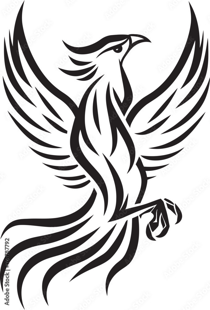 Eternal Flame Vector Icon of Mythical Phoenix in Black Cosmic Rebirth Hand Drawn Symbol of Legendary Phoenix in Black Vector Eternal Flame Vector Icon of Mythical Phoenix in Black Cosmic Rebirth Hand Drawn Symbol of Legendary Phoenix in Black Vector