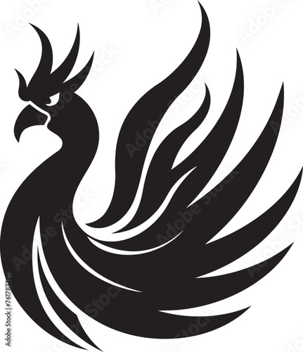 Phoenix Sovereign Logo Design of Legendary Phoenix in Black Vector Immortal Phoenix Vector Icon of Mythical Phoenix in Black