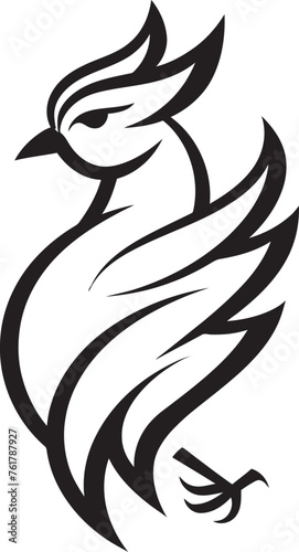 Celestial Phoenix Vector Icon of Legendary Phoenix in Black Eternal Beacon Hand Drawn Phoenix Symbol in Black Vector