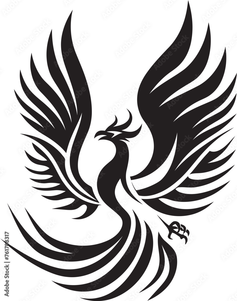 Phoenix Revival Vector Icon of Legendary Bird in Black Radiant Fire Hand Drawn Symbol of Mythical Bird in Black Vector Phoenix Revival Vector Icon of Legendary Bird in Black Radiant Fire Hand Drawn Symbol of Mythical Bird in Black Vector