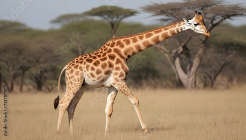 A Giraffe With Its Tail Flicking Annoyed