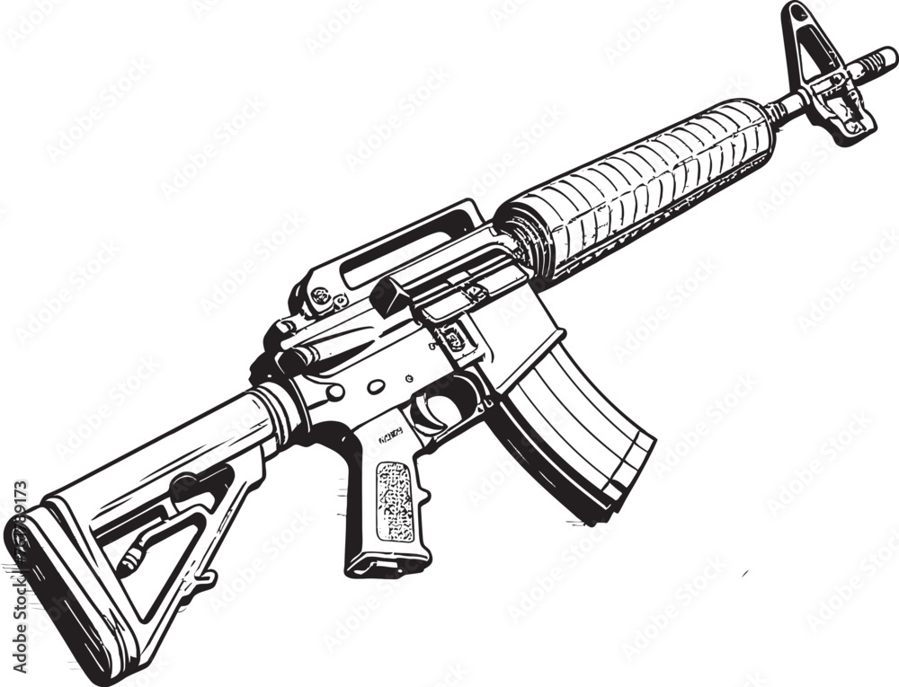 Elite Marksman M16 Rifle Symbol in Black Vector Tactical Precision M16 Rifle Logo Design in Vector Black Elite Marksman M16 Rifle Symbol in Black Vector Tactical Precision M16 Rifle Logo Design in Vector Black