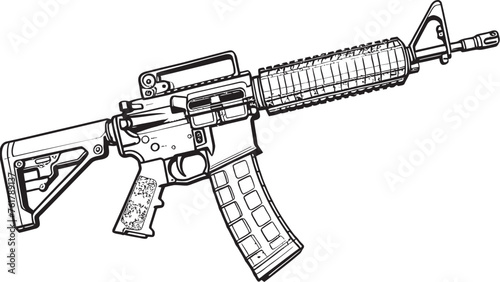 Precision Arsenal M16 Rifle Symbol in Black Vector Warfare Superiority M16 Rifle Logo Design in Vector Black