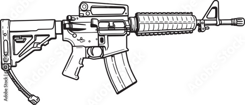 Tactical Precision M16 Rifle Logo Design in Vector Black Warfare Mastery M16 Rifle Icon in Black Vector