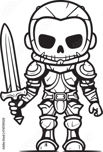 Phantom Warrior Skeleton Knight Icon in Black Vector Haunted Guardian Skeleton Knight Symbol in Black Vector