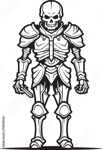 Dark Guardian Skeleton Knight Icon in Black Vector Shadowed Defender Skeleton Knight Symbol in Black Vector