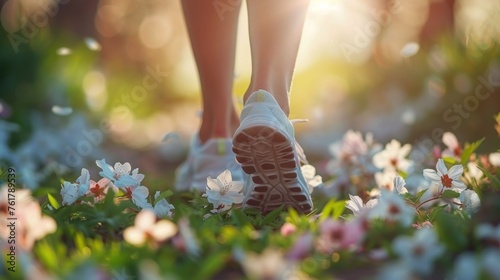 Person Walking Through Field of Flowers