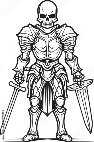 Wallpaper Mural Phantom Paladin Skeleton Knight Logo Design in Black Vector Grim Protector Skeleton Knight Icon in Black Vector Torontodigital.ca