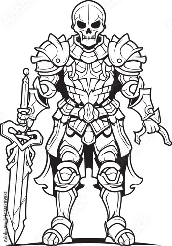 Wallpaper Mural Deaths Champion Skeleton Knight Icon in Black Vector Grim Reapers Protector Skeleton Knight Symbol in Black Vector Torontodigital.ca