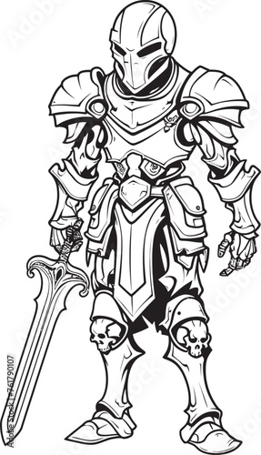 Deaths Champion Skeleton Knight Symbol in Black Vector Phantom Guardian Skeleton Knight Logo Design in Black Vector
