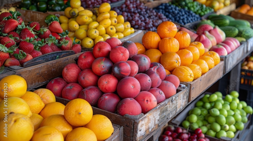 Assorted Fruits Displayed at Market