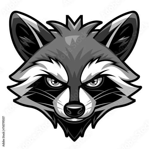 Vector esports logotype raccoon on white background, logo raccoon, icon raccoon, sticker raccoon, symbol raccoon, emblem raccoon