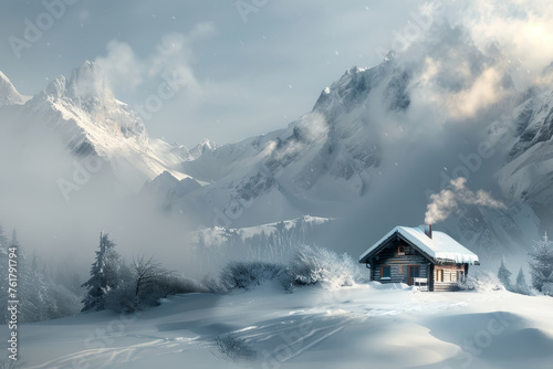 Snowy Mountain Retreat Cabin © spyrakot