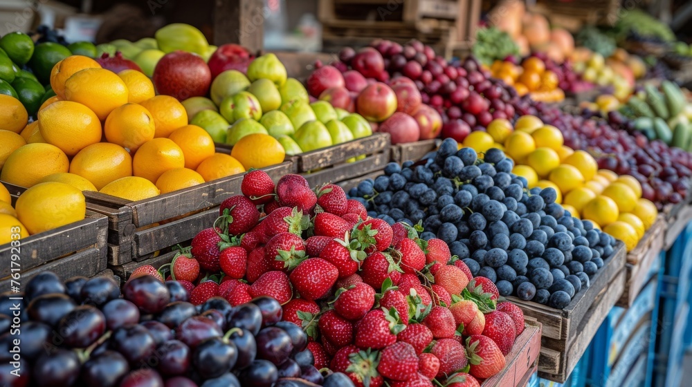 Assorted Fruits Displayed at Market Assorted Fruits Displayed at Market