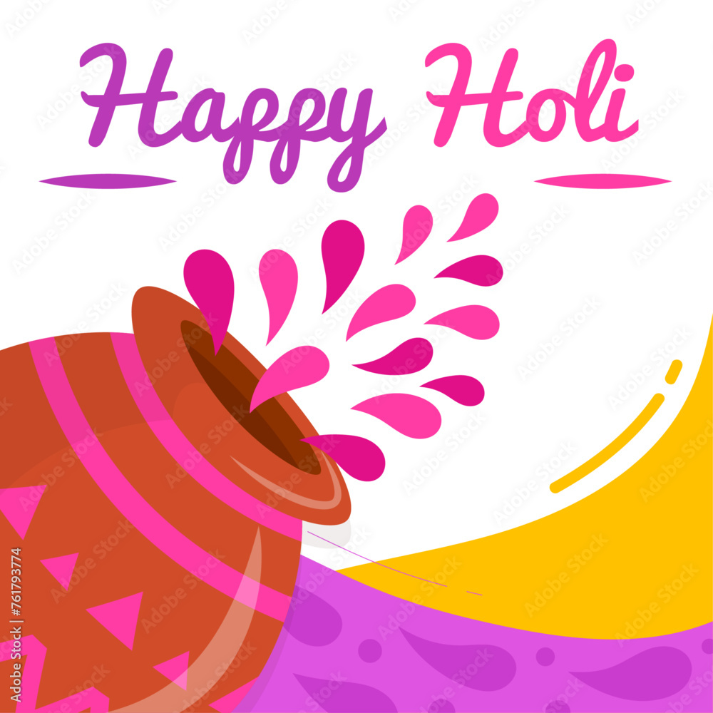 happy Holi festival portrait banner design Holi background with Gulal, Pickhari, color splash happy Holi festival portrait banner design Holi background with Gulal, Pickhari, color splash