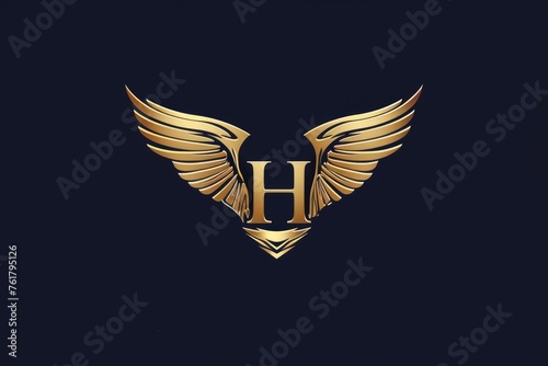 H Letter Wing Logo Design for Corporate Branding. Classic and Elegant Initial Flying Wing H Letter Concept with a Crown Touch