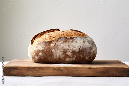 a loaf of bread on a wooden board
