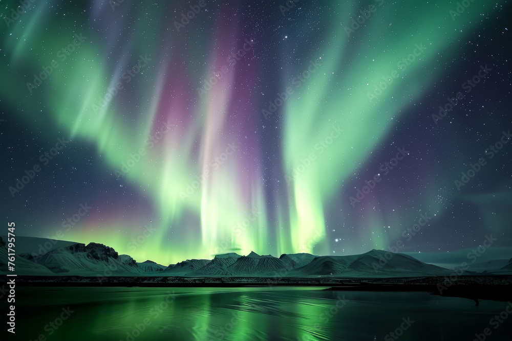 Aurora Borealis in Night Sky