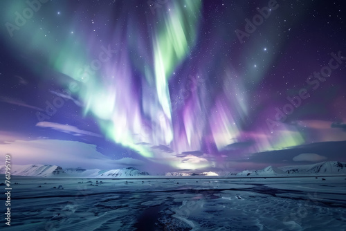 Aurora Borealis in Night Sky