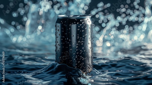 a can of soda with water droplets on it's surface photo