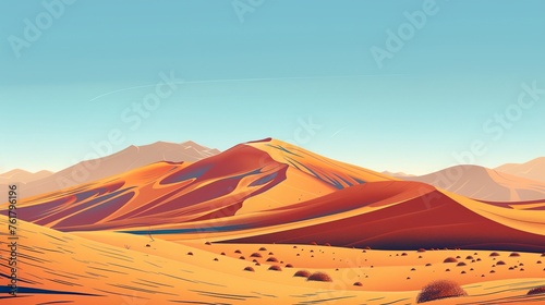 a painting of a desert landscape with mountains