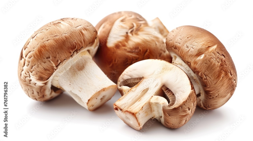 Isolated Crimini Mushrooms on White Background. Fresh and Delicious Vegetables with Natural Look and Earthy Taste Isolated Crimini Mushrooms on White Background. Fresh and Delicious Vegetables with Natural Look and Earthy Taste