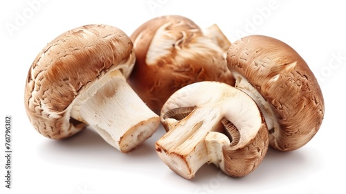 Isolated Crimini Mushrooms on White Background. Fresh and Delicious Vegetables with Natural Look and Earthy Taste