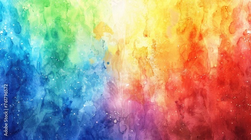 Ombre Rainbow Watercolor Background Illustration with Dark Spectrum of Blue Shades in Abstract Artwork Banner with Copy Space