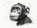 black and white portrait of a monkey
