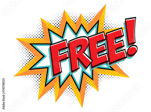 Free - Comic book style word in speech bubble with bomb explosive. Vector on transparent background