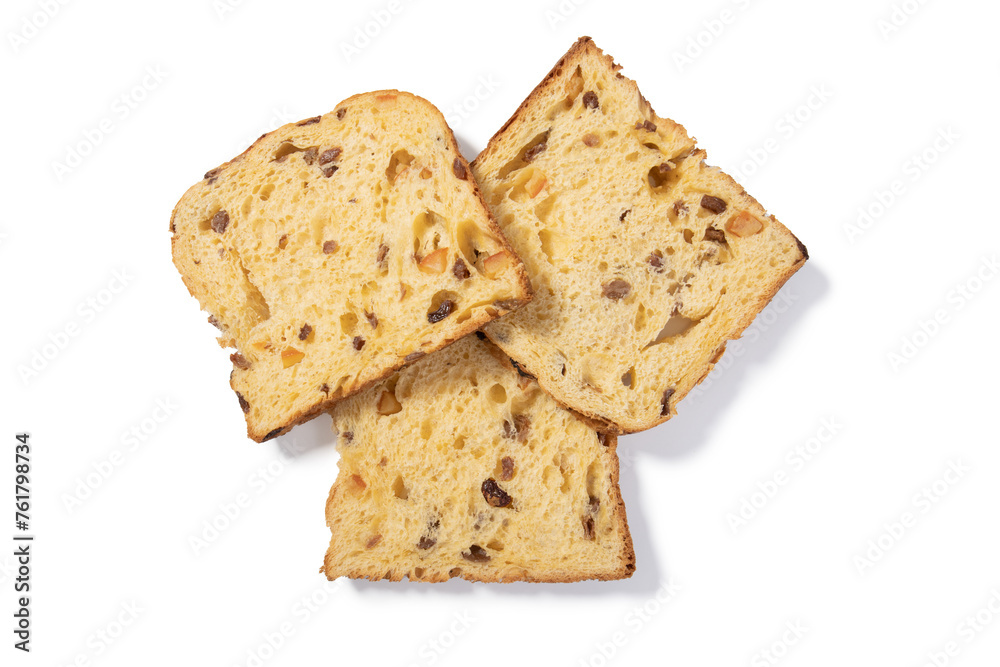 Fototapeta premium Classic Panettone Slices Trio on White Background