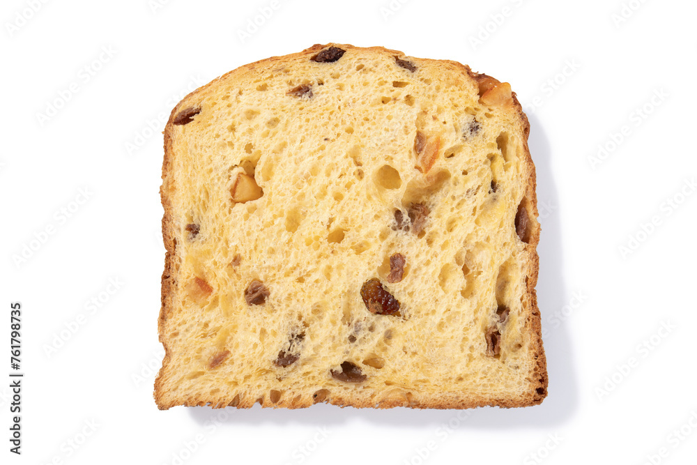 Classic Panettone Slice on White Background
