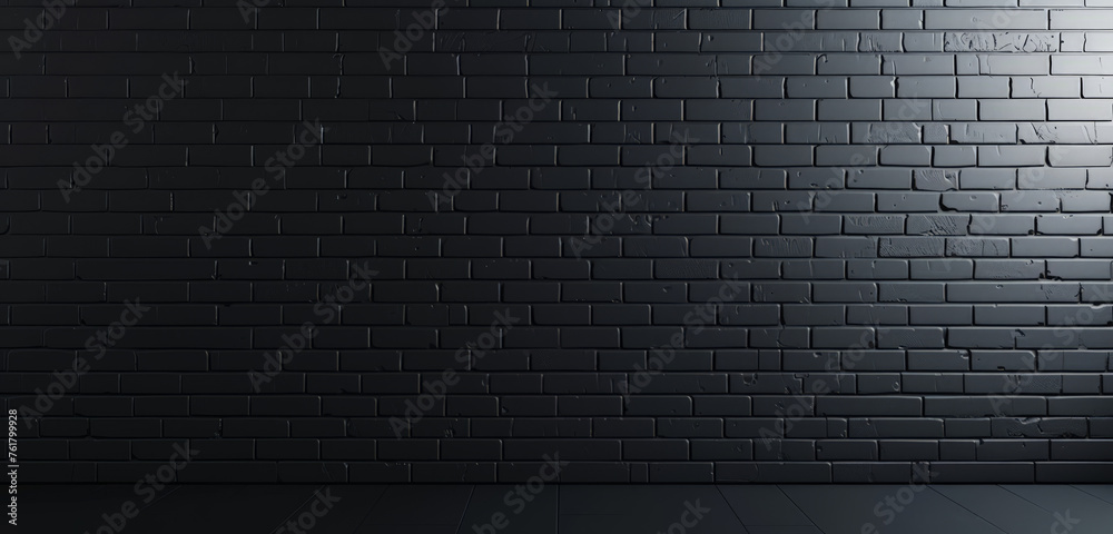 A sleek brick wall reflects light, giving a dark and modern textured look. A sleek brick wall reflects light, giving a dark and modern textured look.