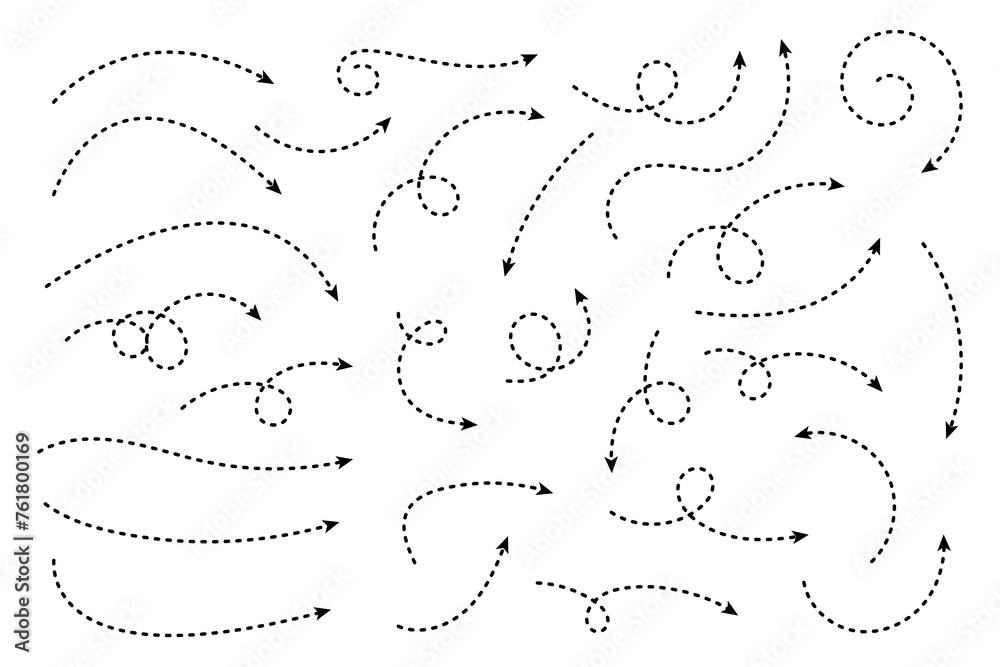 Curved dotted arrow. Zigzag arrow stripes design with dotted lines. Curved dotted arrow. Zigzag arrow stripes design with dotted lines.