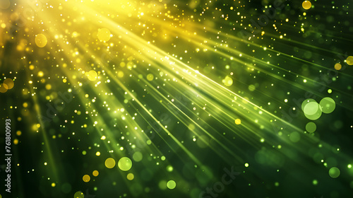 Abstract lemon green dark outburst golden ray of light shink bokeh background photo