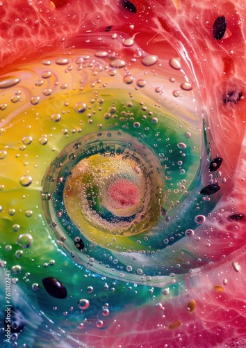Vortex of Colors - Abstract swirl of vibrant colors and bubbles