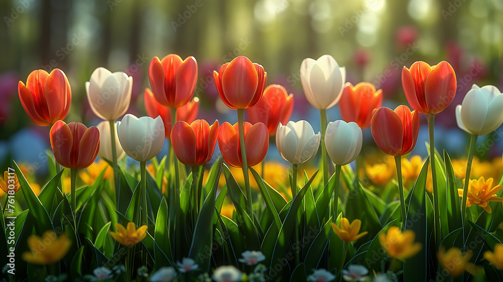 Radiant Tulip Garden at Dawn Radiant Tulip Garden at Dawn