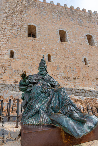 Monument to Papa Luna, in Peniscola Castle, in Valencia, Spain photo