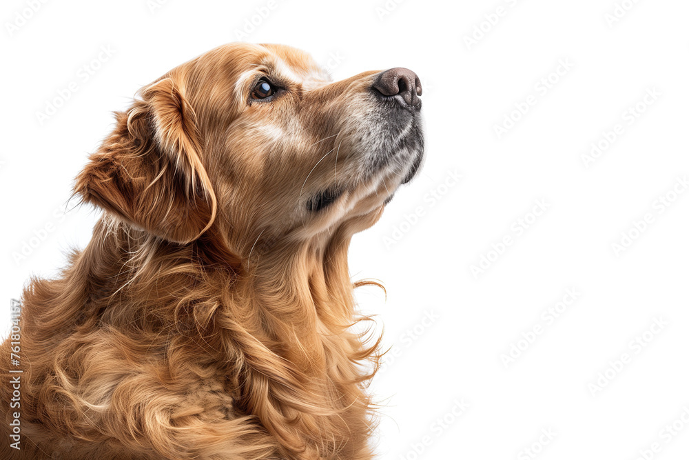 Closeup of a beautiful big brown dog on a white background