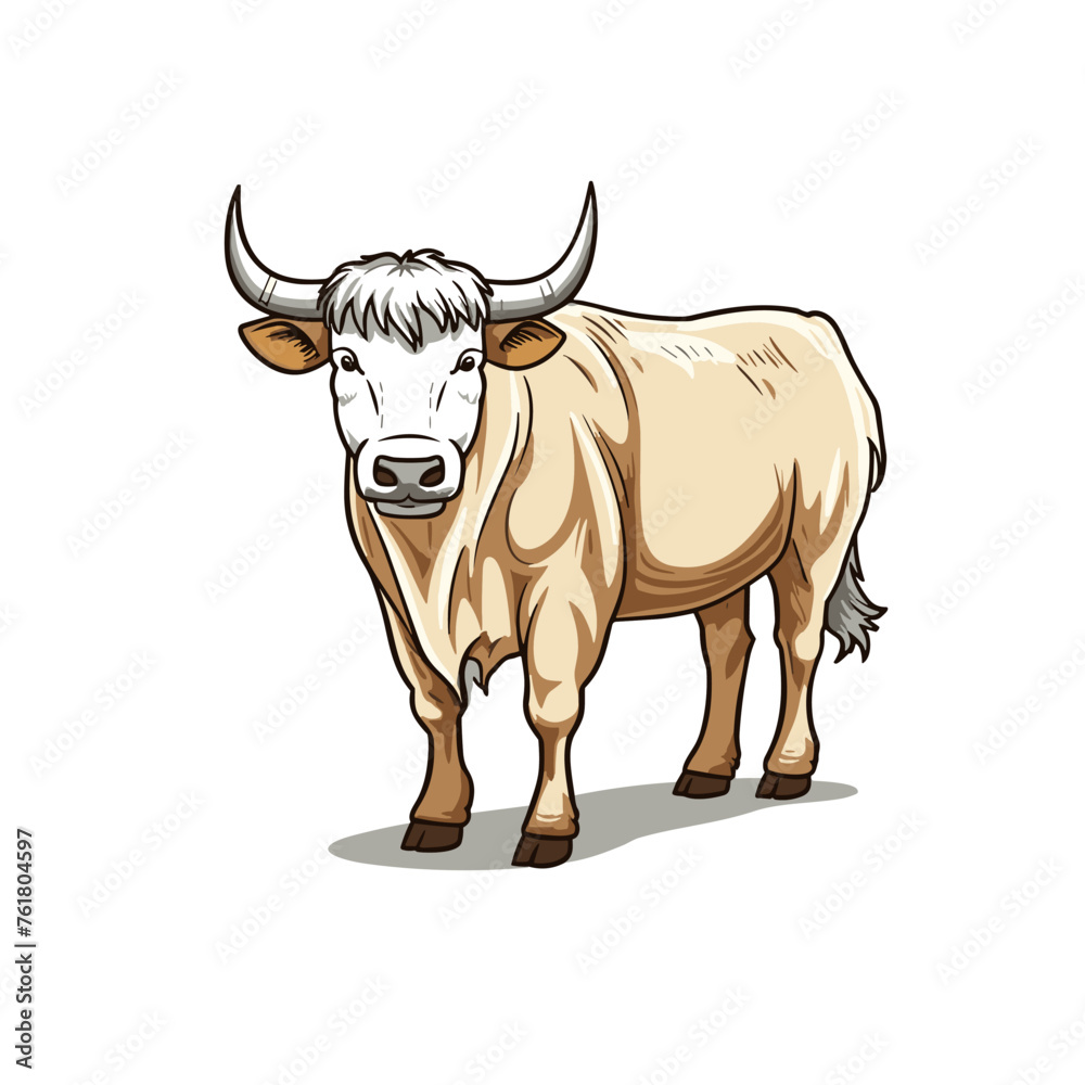 Bullock hand-drawn illustration. Bullock. Vector doodle style cartoon illustration Bullock hand-drawn illustration. Bullock. Vector doodle style cartoon illustration