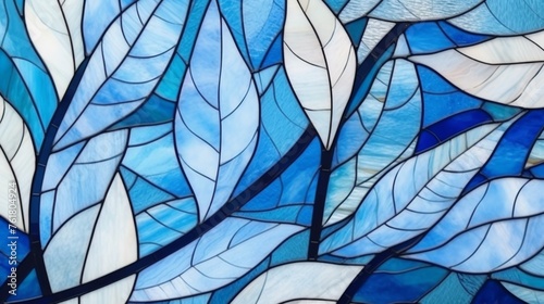 A vibrant collection of autumn leaves depicted in a stained glass art style, with a mosaic of rich, warm colors.