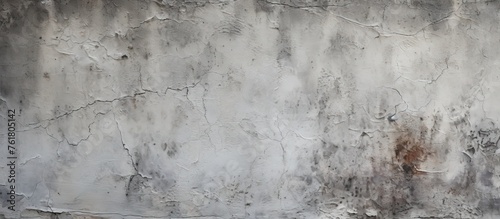 A close up of a grey concrete wall with various stains, surrounded by a natural landscape with snowy grass and twigs. The freezing air adds a serene touch to the urban scene © AkuAku